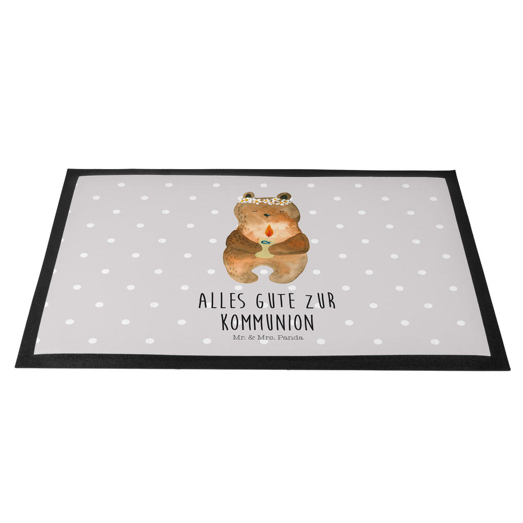 Fußmatte Kommunion-Bär Kommunion, Gottes Segen, Taufkerze, katholisch Türvorleger, Schmutzmatte, Fußabtreter, Matte, Schmutzfänger, Fußabstreifer, Schmutzfangmatte, Türmatte, Motivfußmatte,  Haustürmatte, Vorleger  Bär, Teddy, Teddybär