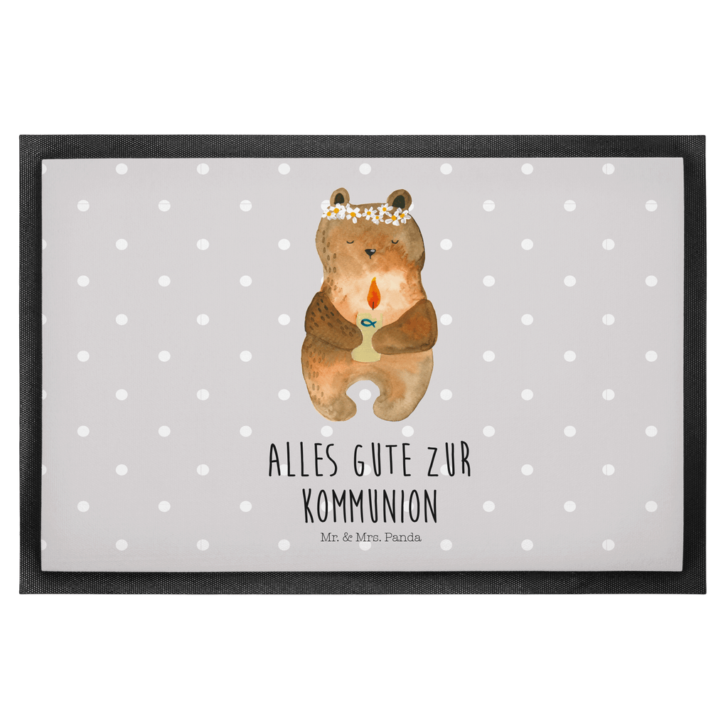 Fußmatte Kommunion-Bär Kommunion, Gottes Segen, Taufkerze, katholisch Türvorleger, Schmutzmatte, Fußabtreter, Matte, Schmutzfänger, Fußabstreifer, Schmutzfangmatte, Türmatte, Motivfußmatte,  Haustürmatte, Vorleger  Bär, Teddy, Teddybär