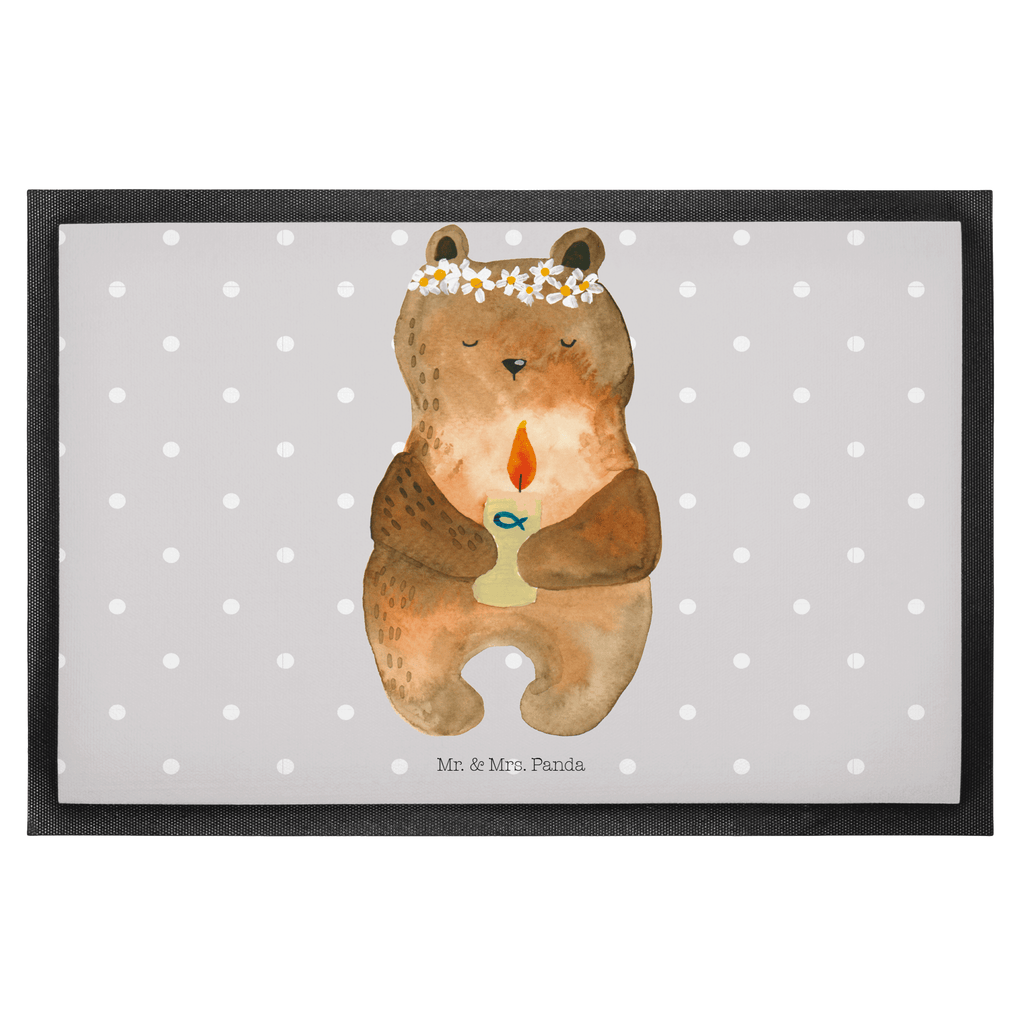 Fußmatte Kommunion-Bär Kommunion, Gottes Segen, Taufkerze, katholisch Türvorleger, Schmutzmatte, Fußabtreter, Matte, Schmutzfänger, Fußabstreifer, Schmutzfangmatte, Türmatte, Motivfußmatte,  Haustürmatte, Vorleger  Bär, Teddy, Teddybär