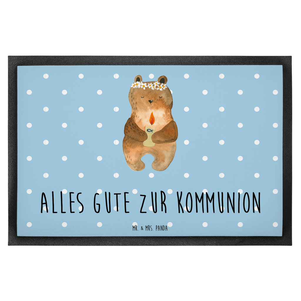 Fußmatte Kommunion-Bär Kommunion, Gottes Segen, Taufkerze, katholisch Türvorleger, Schmutzmatte, Fußabtreter, Matte, Schmutzfänger, Fußabstreifer, Schmutzfangmatte, Türmatte, Motivfußmatte,  Haustürmatte, Vorleger  Bär, Teddy, Teddybär