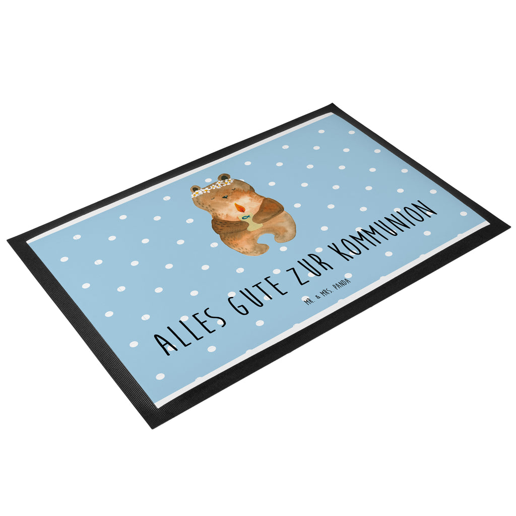 Fußmatte Kommunion-Bär Kommunion, Gottes Segen, Taufkerze, katholisch Türvorleger, Schmutzmatte, Fußabtreter, Matte, Schmutzfänger, Fußabstreifer, Schmutzfangmatte, Türmatte, Motivfußmatte,  Haustürmatte, Vorleger  Bär, Teddy, Teddybär