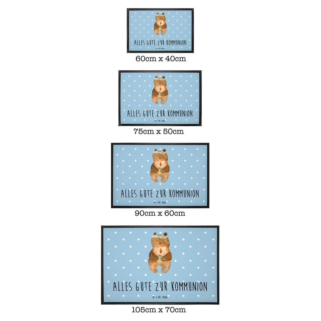 Fußmatte Kommunion-Bär Kommunion, Gottes Segen, Taufkerze, katholisch Türvorleger, Schmutzmatte, Fußabtreter, Matte, Schmutzfänger, Fußabstreifer, Schmutzfangmatte, Türmatte, Motivfußmatte,  Haustürmatte, Vorleger  Bär, Teddy, Teddybär