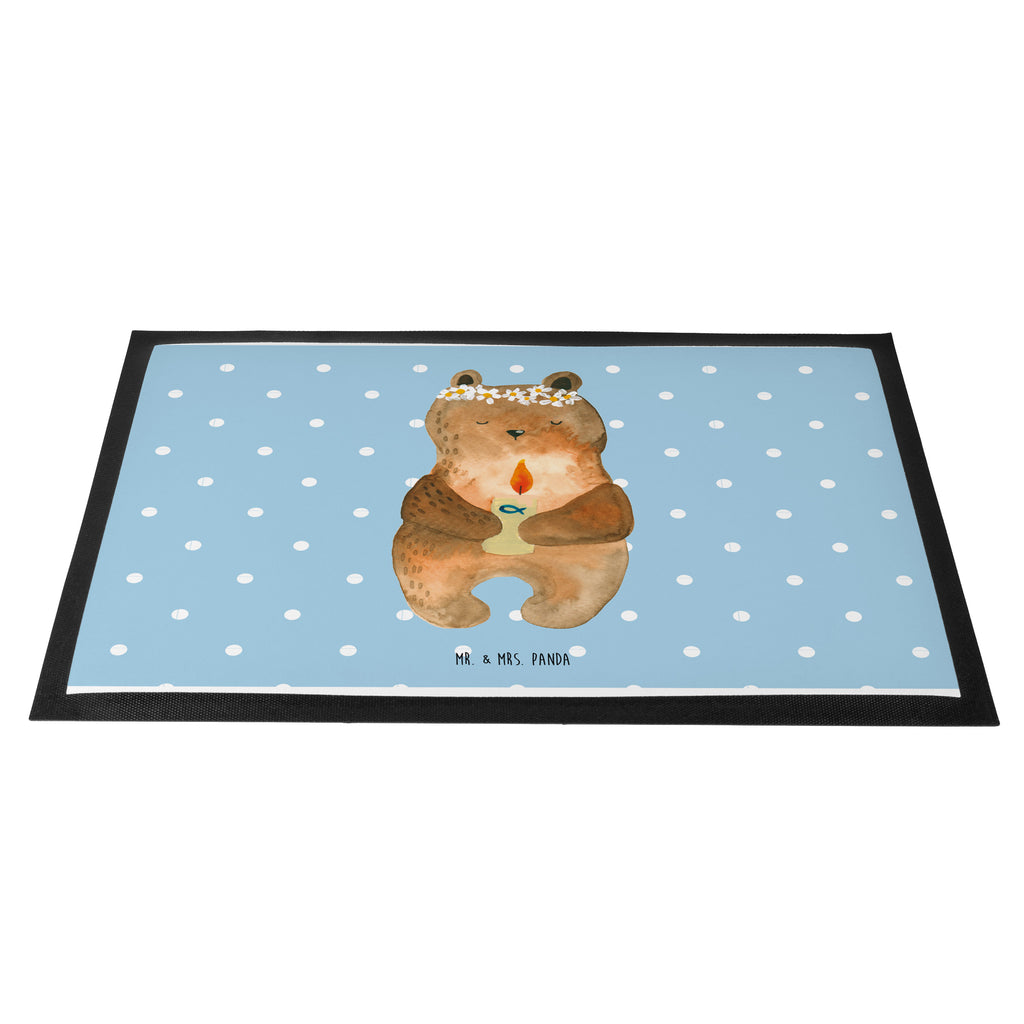 Fußmatte Kommunion-Bär Kommunion, Gottes Segen, Taufkerze, katholisch Türvorleger, Schmutzmatte, Fußabtreter, Matte, Schmutzfänger, Fußabstreifer, Schmutzfangmatte, Türmatte, Motivfußmatte,  Haustürmatte, Vorleger  Bär, Teddy, Teddybär