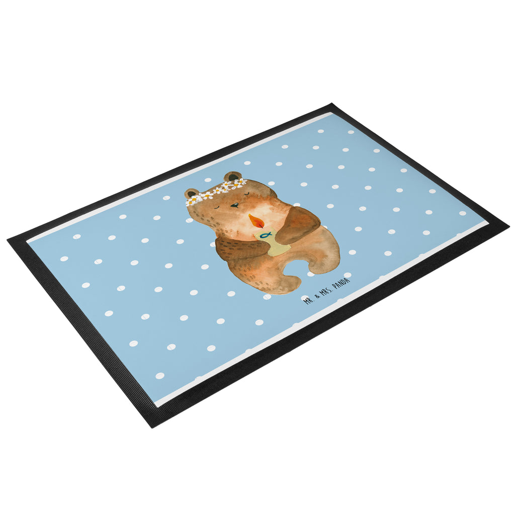 Fußmatte Kommunion-Bär Kommunion, Gottes Segen, Taufkerze, katholisch Türvorleger, Schmutzmatte, Fußabtreter, Matte, Schmutzfänger, Fußabstreifer, Schmutzfangmatte, Türmatte, Motivfußmatte,  Haustürmatte, Vorleger  Bär, Teddy, Teddybär