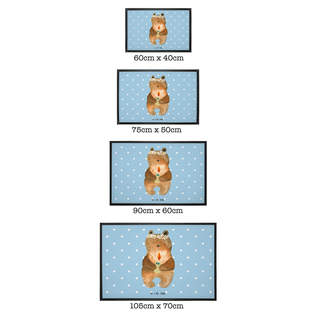 Fußmatte Kommunion-Bär Kommunion, Gottes Segen, Taufkerze, katholisch Türvorleger, Schmutzmatte, Fußabtreter, Matte, Schmutzfänger, Fußabstreifer, Schmutzfangmatte, Türmatte, Motivfußmatte,  Haustürmatte, Vorleger  Bär, Teddy, Teddybär