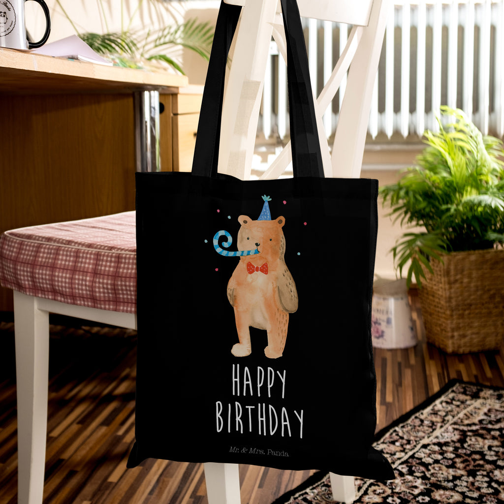 Tragetasche Birthday Bär Beuteltasche, Beutel, Einkaufstasche, Jutebeutel, Stoffbeutel, Bär, Teddy, Teddybär, Happy Birthday, Alles Gute, Glückwunsch, Geburtstag