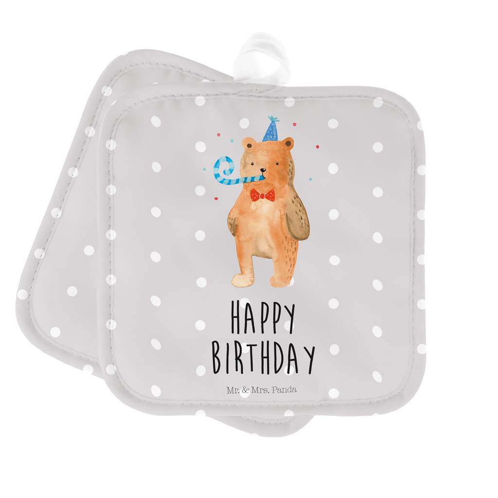 2er Set Topflappen  Birthday Bär Topflappen, Topfuntersetzer, Ofenhandschuh, Topflappen Set, Topflappen lustig, Topflappen mit Spruch, Bär, Teddy, Teddybär, Happy Birthday, Alles Gute, Glückwunsch, Geburtstag