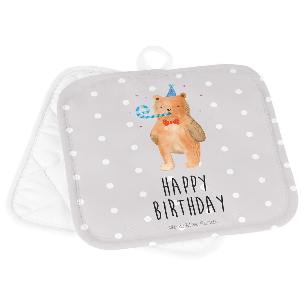 2er Set Topflappen  Birthday Bär Topflappen, Topfuntersetzer, Ofenhandschuh, Topflappen Set, Topflappen lustig, Topflappen mit Spruch, Bär, Teddy, Teddybär, Happy Birthday, Alles Gute, Glückwunsch, Geburtstag