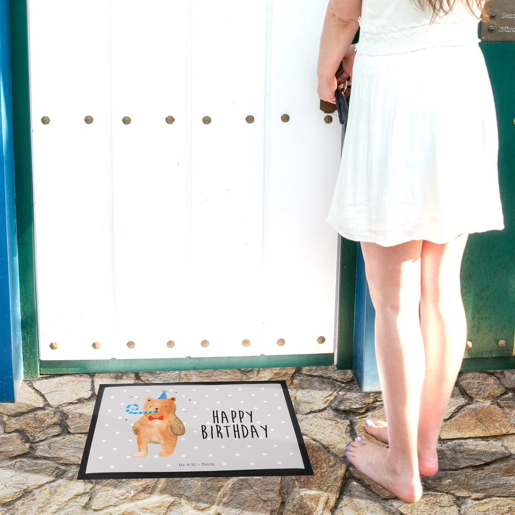 Fußmatte Birthday Bär Happy Birthday, Alles Gute, Glückwunsch, Geburtstag,  Türvorleger, Schmutzmatte, Fußabtreter, Matte, Schmutzfänger, Fußabstreifer, Schmutzfangmatte, Türmatte, Motivfußmatte,  Haustürmatte, Vorleger  Bär, Teddy, Teddybär