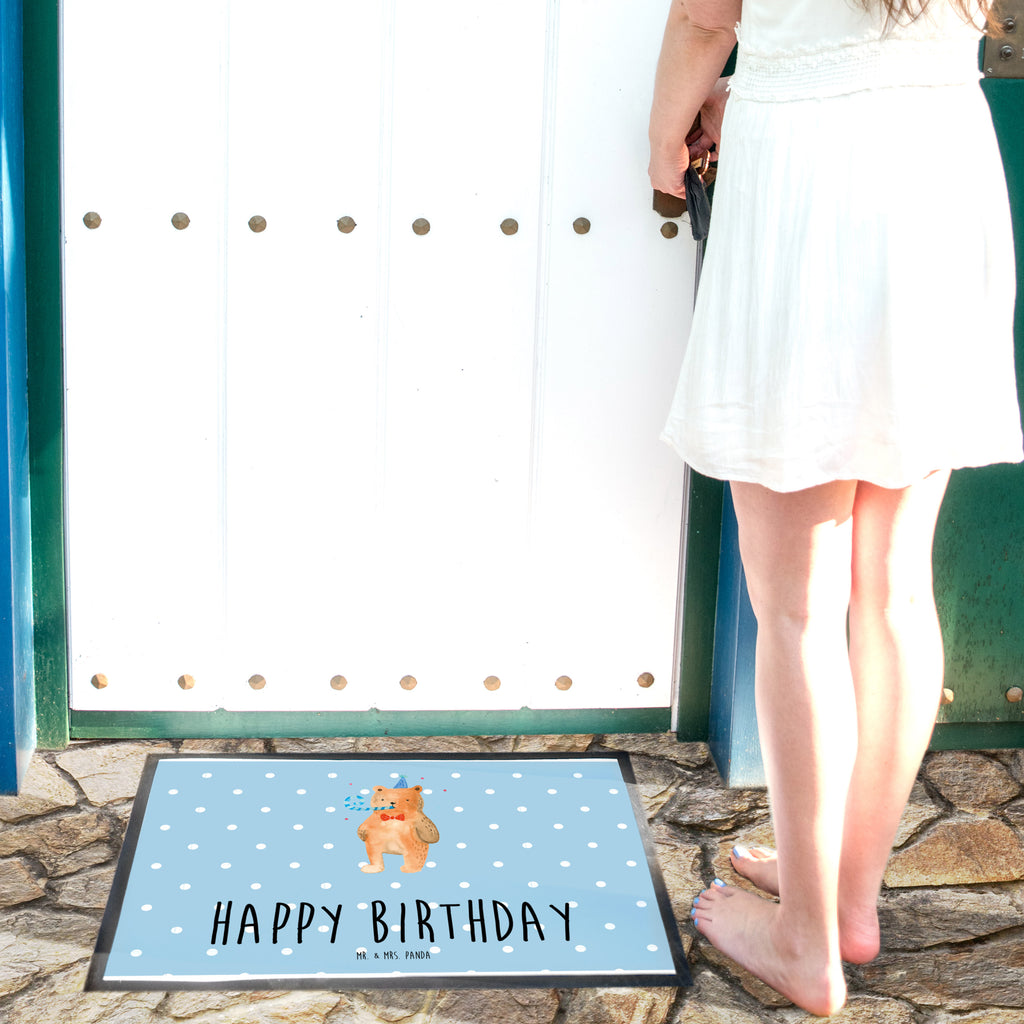 Fußmatte Birthday Bär Happy Birthday, Alles Gute, Glückwunsch, Geburtstag,  Türvorleger, Schmutzmatte, Fußabtreter, Matte, Schmutzfänger, Fußabstreifer, Schmutzfangmatte, Türmatte, Motivfußmatte,  Haustürmatte, Vorleger  Bär, Teddy, Teddybär