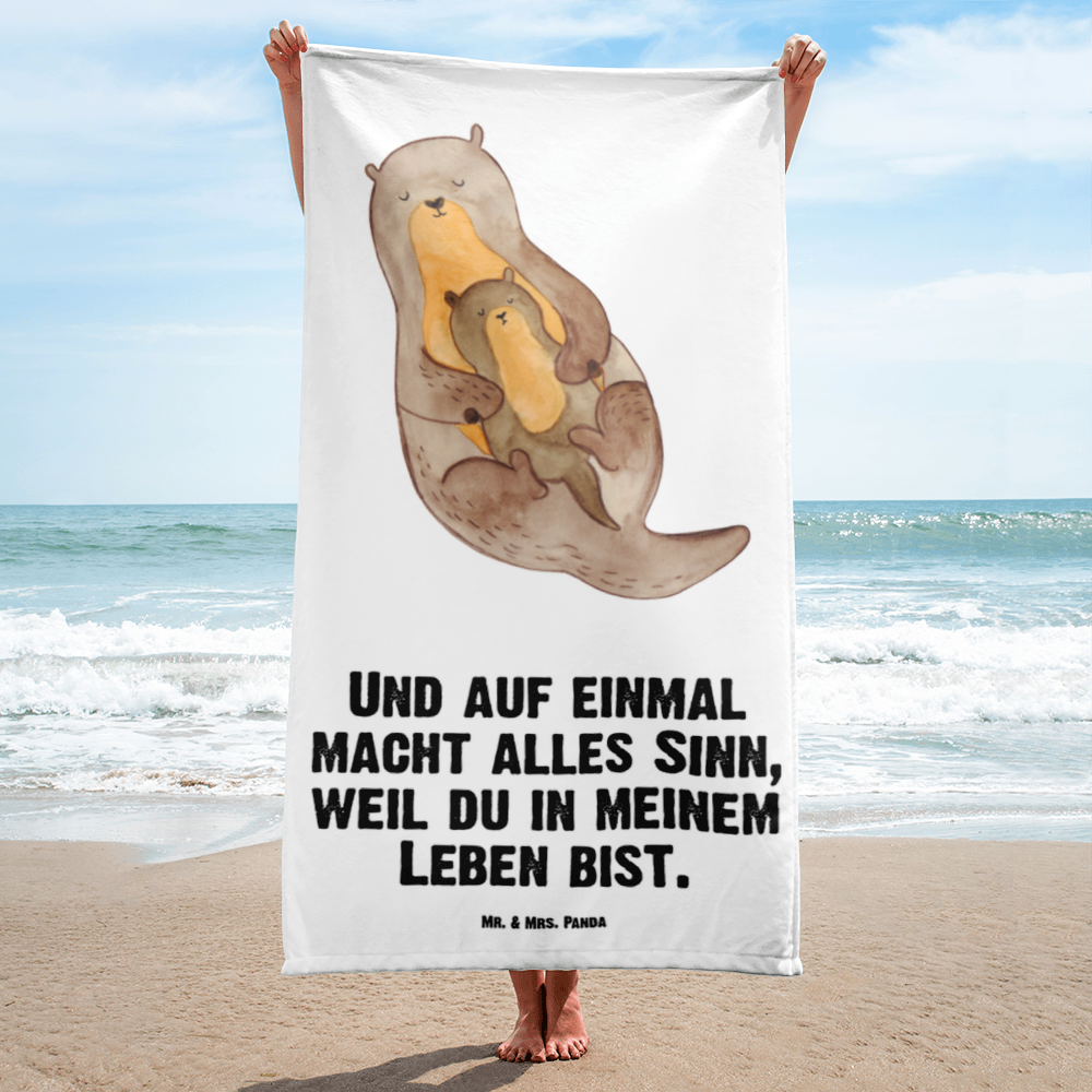 XL Badehandtuch Otter mit Kind Handtuch, Badetuch, Duschtuch, Strandtuch, Saunatuch, Otter, Fischotter, Seeotter, Otter Seeotter See Otter