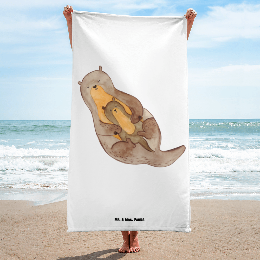 XL Badehandtuch Otter mit Kind Handtuch, Badetuch, Duschtuch, Strandtuch, Saunatuch, Otter, Fischotter, Seeotter, Otter Seeotter See Otter