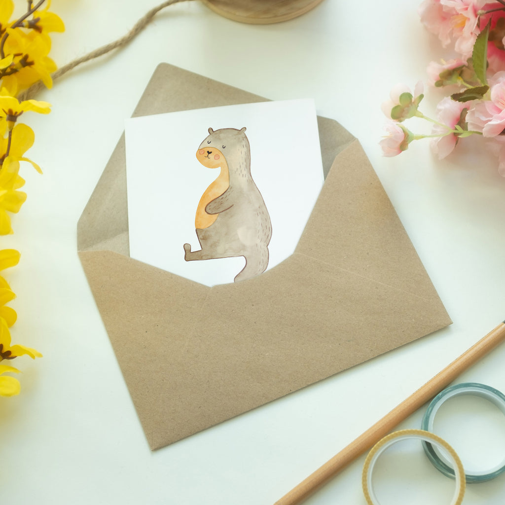 Grußkarte Otter Bauch Klappkarte, Einladungskarte, Glückwunschkarte, Hochzeitskarte, Geburtstagskarte, Karte, Otter, Fischotter, Seeotter, Otter Seeotter See Otter