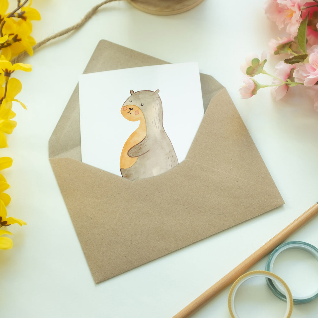 Grußkarte Otter Bauch Klappkarte, Einladungskarte, Glückwunschkarte, Hochzeitskarte, Geburtstagskarte, Karte, Otter, Fischotter, Seeotter, Otter Seeotter See Otter