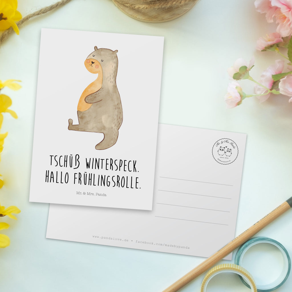 Postkarte Otter Bauch Geschenkkarte, Grußkarte, Karte, Einladung, Ansichtskarte, Geburtstagskarte, Einladungskarte, Otter, Fischotter, Seeotter, Otter Seeotter See Otter