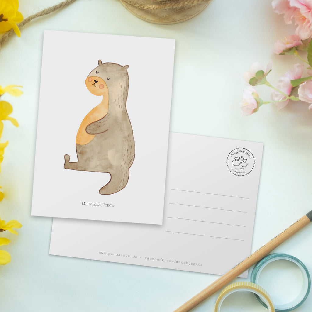 Postkarte Otter Bauch Geschenkkarte, Grußkarte, Karte, Einladung, Ansichtskarte, Geburtstagskarte, Einladungskarte, Otter, Fischotter, Seeotter, Otter Seeotter See Otter