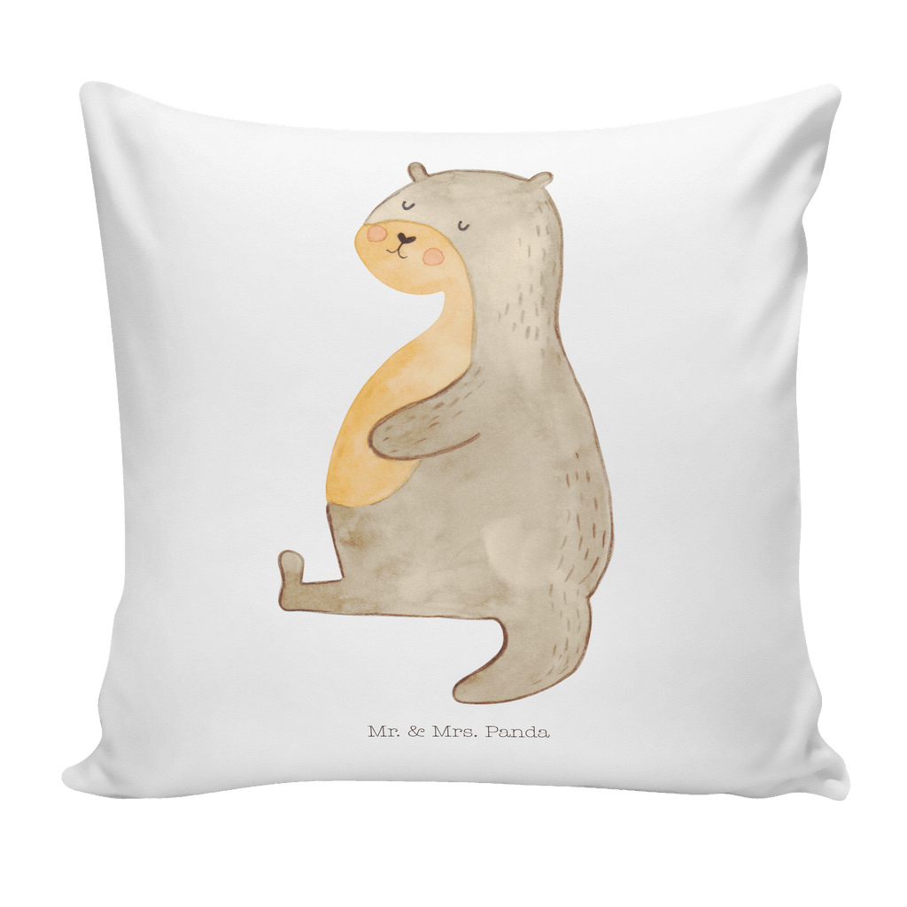 40x40 Kissen Otter Bauch Kissenhülle, Kopfkissen, Sofakissen, Dekokissen, Motivkissen, Otter, Fischotter, Seeotter, Otter Seeotter See Otter