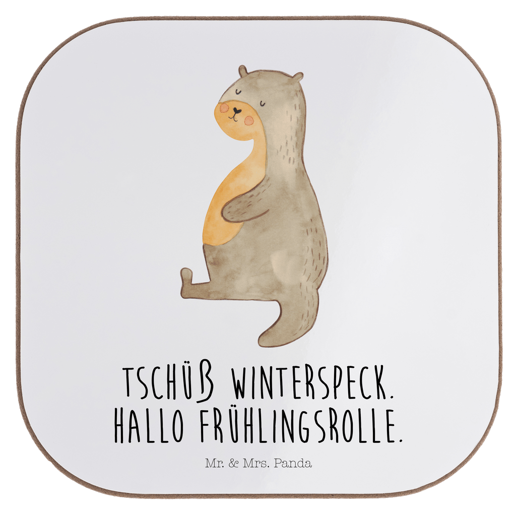 Quadratische Untersetzer Otter Bauch Bierdeckel, Glasuntersetzer, Untersetzer Gläser, Getränkeuntersetzer, Otter, Fischotter, Seeotter, Otter Seeotter See Otter