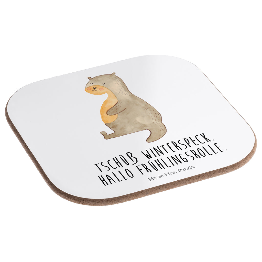 Quadratische Untersetzer Otter Bauch Bierdeckel, Glasuntersetzer, Untersetzer Gläser, Getränkeuntersetzer, Otter, Fischotter, Seeotter, Otter Seeotter See Otter