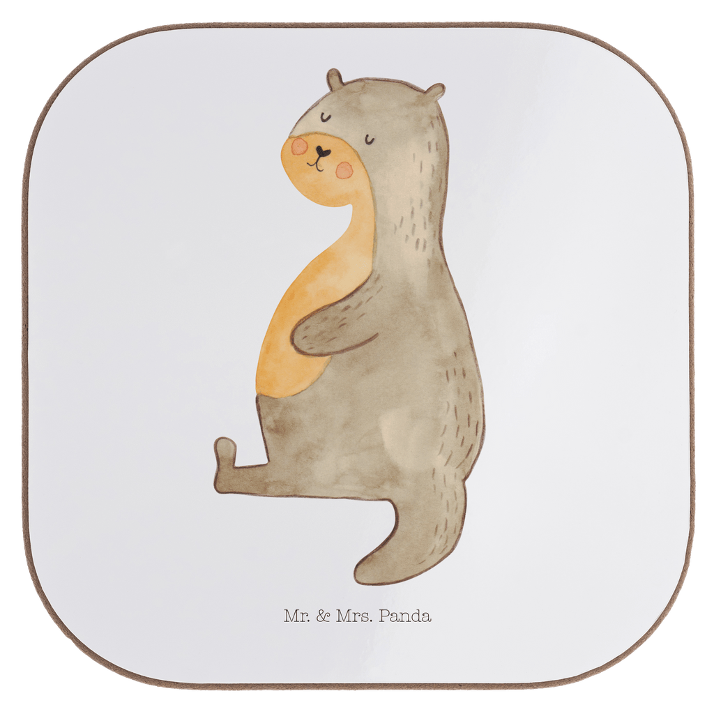 Quadratische Untersetzer Otter Bauch Bierdeckel, Glasuntersetzer, Untersetzer Gläser, Getränkeuntersetzer, Otter, Fischotter, Seeotter, Otter Seeotter See Otter