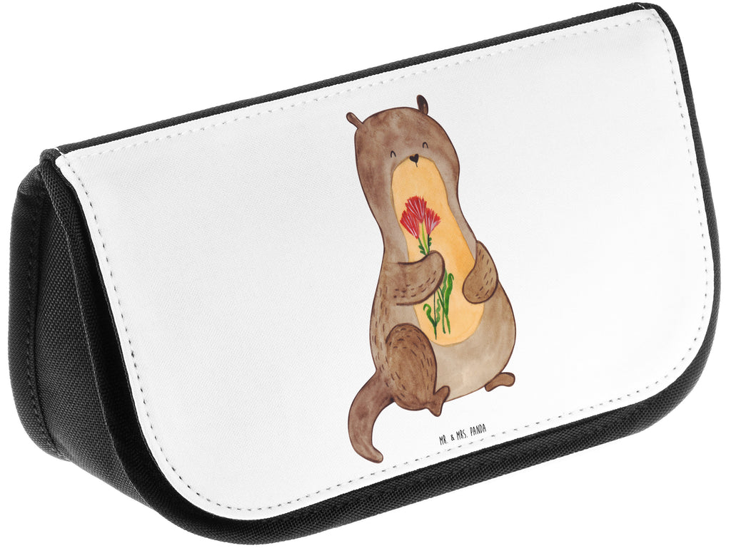 Kosmetiktasche Otter Blumenstrauß Kosmetikbeutel, Kulturtasche, Kulturbeutel, Schminktasche, Make-Up Tasche, Otter, Fischotter, Seeotter, Otter Seeotter See Otter