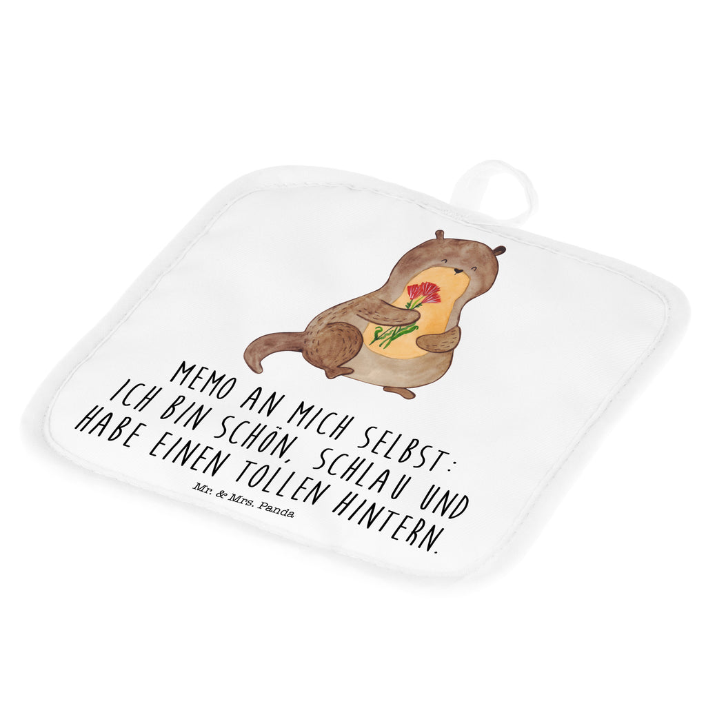 2er Set Topflappen  Otter Blumenstrauß Topflappen, Topfuntersetzer, Ofenhandschuh, Topflappen Set, Topflappen lustig, Topflappen mit Spruch, Otter, Fischotter, Seeotter, Otter Seeotter See Otter