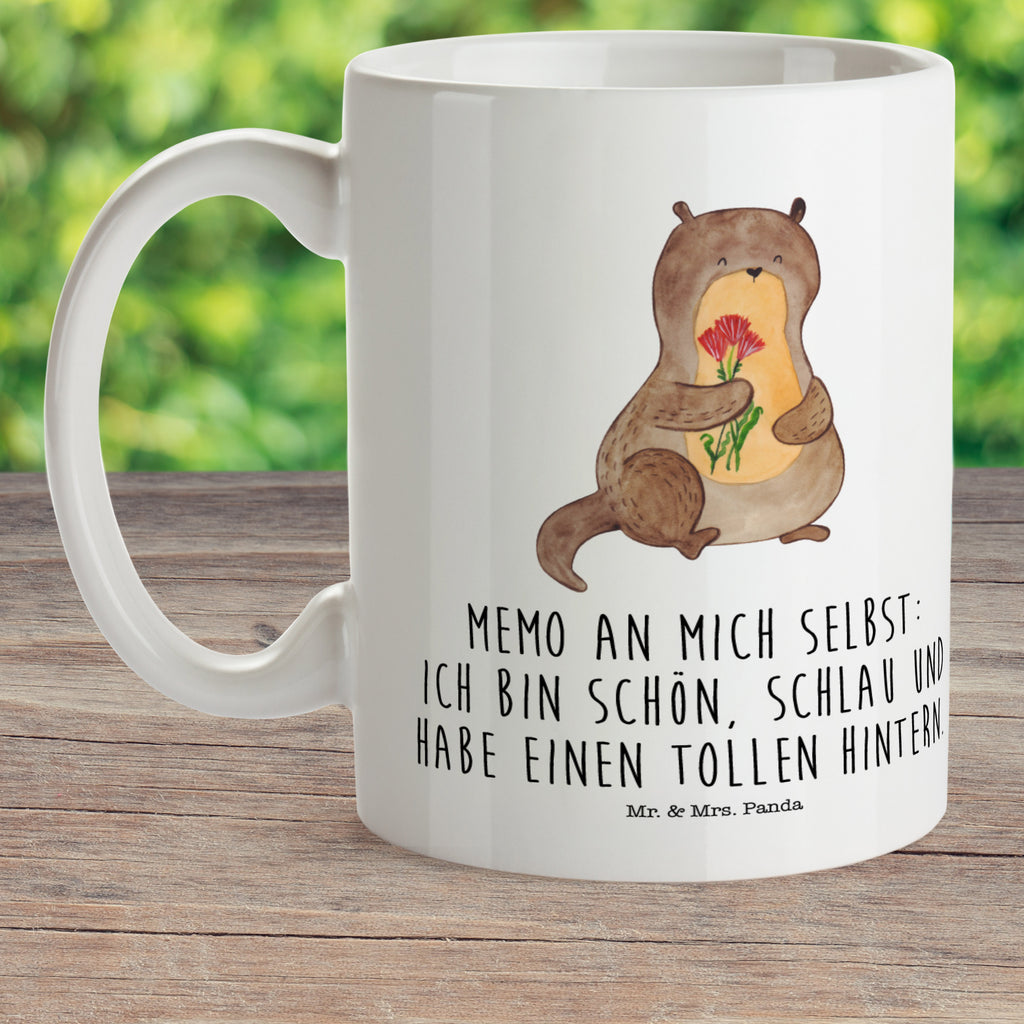 Kindertasse Otter Blumenstrauß Kunststoff Tasse, Kindergarten, Tasse, Trinkbecher, Camping Becher, Kaffeetasse, Kunststoffbecher, Kindergartenbecher, Outdoorgeschirr, Kunststoffgeschirr, Reisebecher, Reisetasse, Kinderbecher, Otter, Fischotter, Seeotter, Otter Seeotter See Otter
