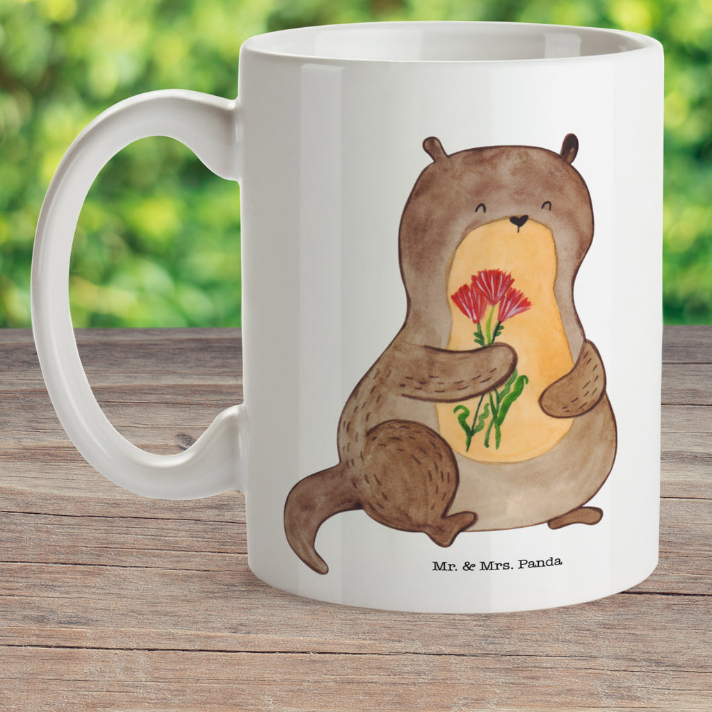 Kindertasse Otter Blumenstrauß Kunststoff Tasse, Kindergarten, Tasse, Trinkbecher, Camping Becher, Kaffeetasse, Kunststoffbecher, Kindergartenbecher, Outdoorgeschirr, Kunststoffgeschirr, Reisebecher, Reisetasse, Kinderbecher, Otter, Fischotter, Seeotter, Otter Seeotter See Otter