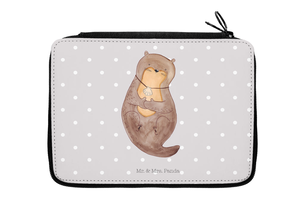 Federmappe Otter mit Muschelmedaillon Federmappe, Stiftetasche, Stifte Etui, Schule, Einschulung, Geschenk, Kind, Schüler, Schülerin, Stifterolle, Federmäppchen, Motiv, Grundschule, Federmäppchen bedruckt, Büro Stifte Etui, Bestückte Federmappe, Kinder Federmappe, Federmappe Einschulung, Otter, Fischotter, Seeotter, Otterliebe, grübeln, träumen, Motivation, Tagträumen, Büro