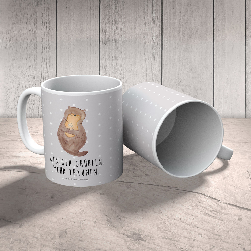 Kindertasse Otter mit Muschelmedaillon Kunststoff Tasse, Kindergarten, Tasse, Trinkbecher, Camping Becher, Kaffeetasse, Kunststoffbecher, Kindergartenbecher, Outdoorgeschirr, Kunststoffgeschirr, Reisebecher, Reisetasse, Kinderbecher, Otter, Fischotter, Seeotter, Otterliebe, grübeln, träumen, Motivation, Tagträumen, Büro