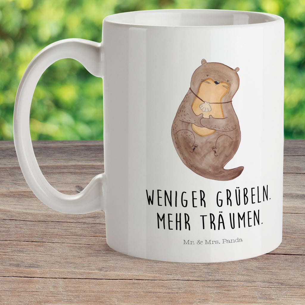Kindertasse Otter mit Muschelmedaillon Kunststoff Tasse, Kindergarten, Tasse, Trinkbecher, Camping Becher, Kaffeetasse, Kunststoffbecher, Kindergartenbecher, Outdoorgeschirr, Kunststoffgeschirr, Reisebecher, Reisetasse, Kinderbecher, Otter, Fischotter, Seeotter, Otterliebe, grübeln, träumen, Motivation, Tagträumen, Büro