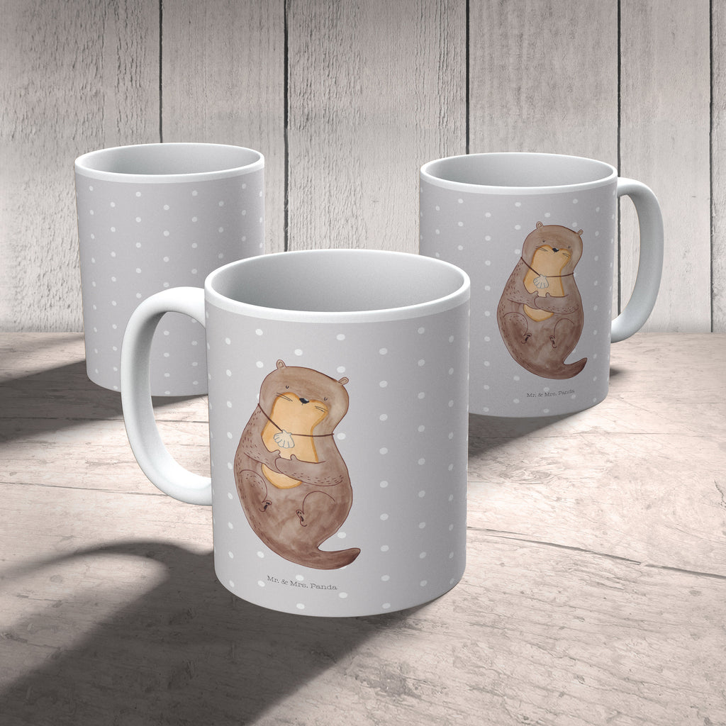 Kindertasse Otter mit Muschelmedaillon Kunststoff Tasse, Kindergarten, Tasse, Trinkbecher, Camping Becher, Kaffeetasse, Kunststoffbecher, Kindergartenbecher, Outdoorgeschirr, Kunststoffgeschirr, Reisebecher, Reisetasse, Kinderbecher, Otter, Fischotter, Seeotter, Otterliebe, grübeln, träumen, Motivation, Tagträumen, Büro