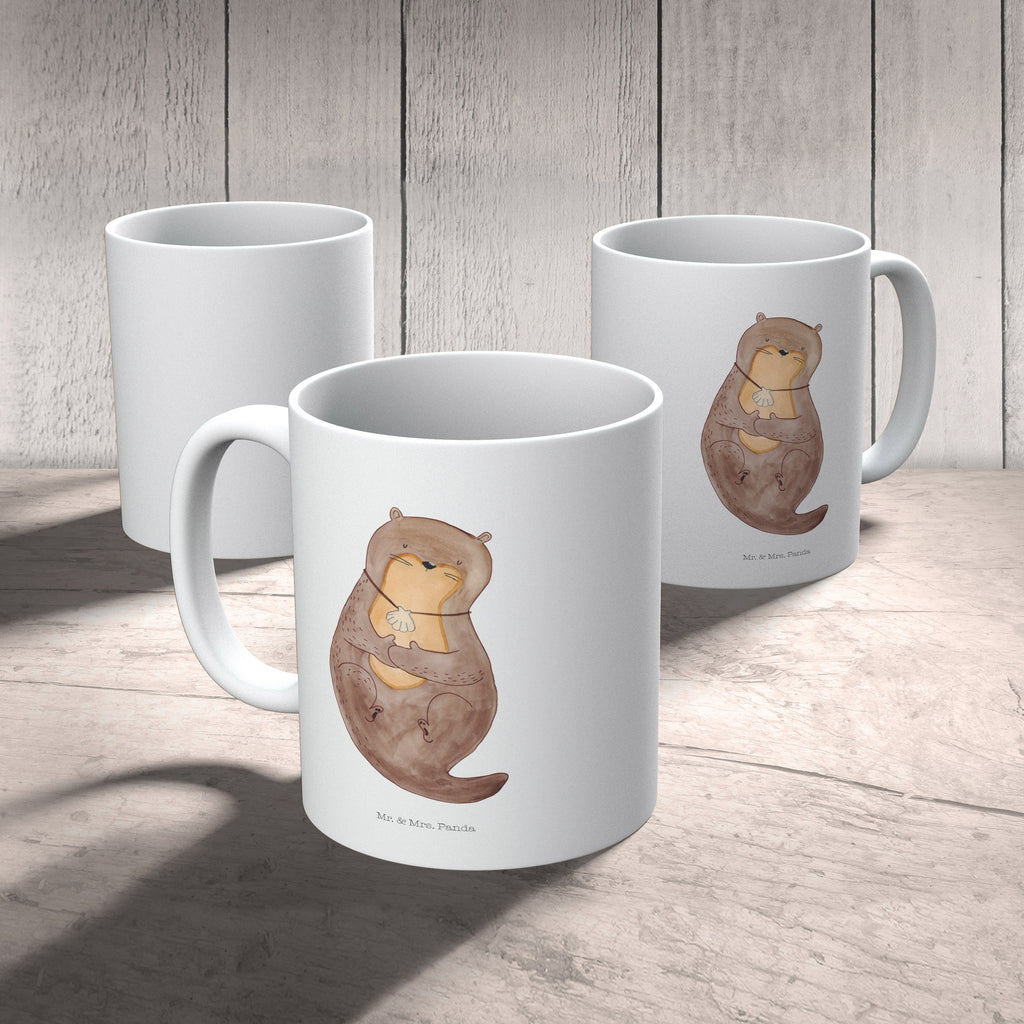 Kindertasse Otter mit Muschelmedaillon Kunststoff Tasse, Kindergarten, Tasse, Trinkbecher, Camping Becher, Kaffeetasse, Kunststoffbecher, Kindergartenbecher, Outdoorgeschirr, Kunststoffgeschirr, Reisebecher, Reisetasse, Kinderbecher, Otter, Fischotter, Seeotter, Otterliebe, grübeln, träumen, Motivation, Tagträumen, Büro