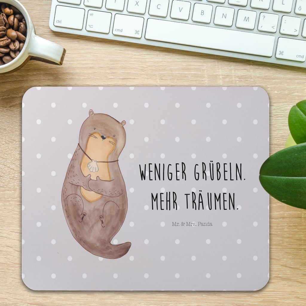 Mauspad Otter mit Muschelmedaillon Mousepad, Computer zubehör, Büroausstattung, PC Zubehör, Arbeitszimmer, Mauspad, Einzigartiges Mauspad, Designer Mauspad, Otter, Fischotter, Seeotter, Otterliebe, grübeln, träumen, Motivation, Tagträumen, Büro
