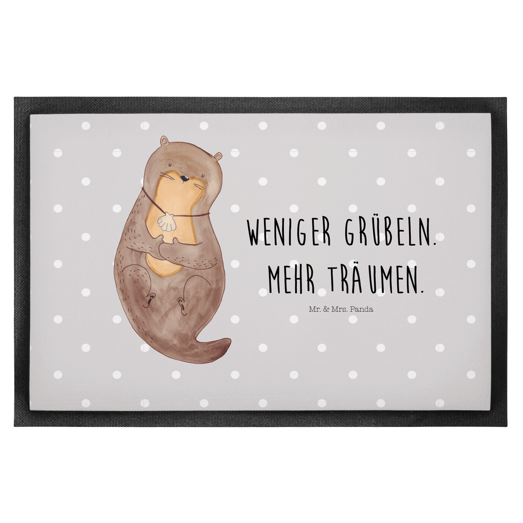 Fußmatte Otter mit Muschelmedaillon Otter, Otterliebe, Seeotter, grübeln, träumen, Motivation, Tagträumen, Büro	 Türvorleger, Schmutzmatte, Fußabtreter, Matte, Schmutzfänger, Fußabstreifer, Schmutzfangmatte, Türmatte, Motivfußmatte,  Haustürmatte, Vorleger  Otter,  Fischotter,  Seeotter