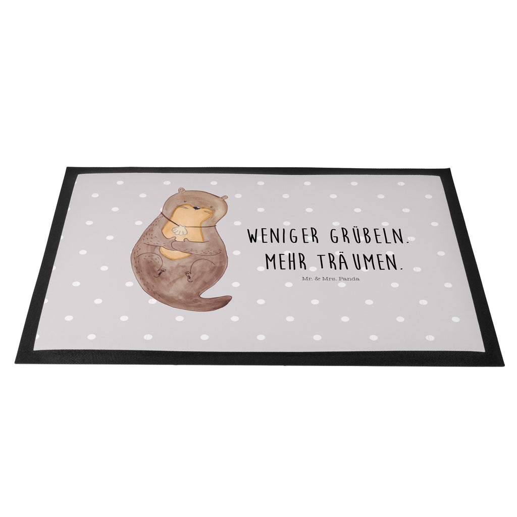 Fußmatte Otter mit Muschelmedaillon Otter, Otterliebe, Seeotter, grübeln, träumen, Motivation, Tagträumen, Büro	 Türvorleger, Schmutzmatte, Fußabtreter, Matte, Schmutzfänger, Fußabstreifer, Schmutzfangmatte, Türmatte, Motivfußmatte,  Haustürmatte, Vorleger  Otter,  Fischotter,  Seeotter