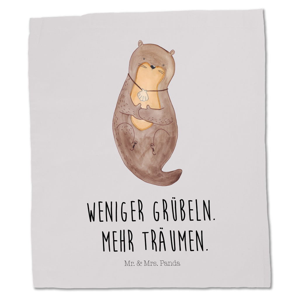 Tragetasche Otter mit Muschelmedaillon Beuteltasche, Beutel, Einkaufstasche, Jutebeutel, Stoffbeutel, Otter, Fischotter, Seeotter, Otterliebe, grübeln, träumen, Motivation, Tagträumen, Büro