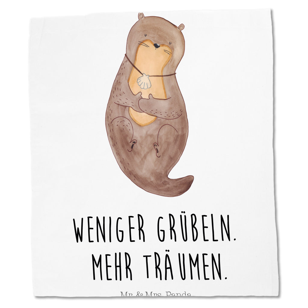 Tragetasche Otter mit Muschelmedaillon Beuteltasche, Beutel, Einkaufstasche, Jutebeutel, Stoffbeutel, Otter, Fischotter, Seeotter, Otterliebe, grübeln, träumen, Motivation, Tagträumen, Büro