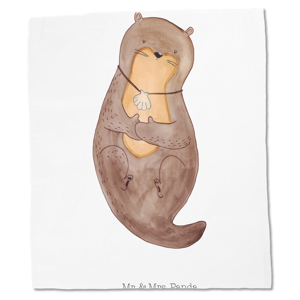 Tragetasche Otter mit Muschelmedaillon Beuteltasche, Beutel, Einkaufstasche, Jutebeutel, Stoffbeutel, Otter, Fischotter, Seeotter, Otterliebe, grübeln, träumen, Motivation, Tagträumen, Büro