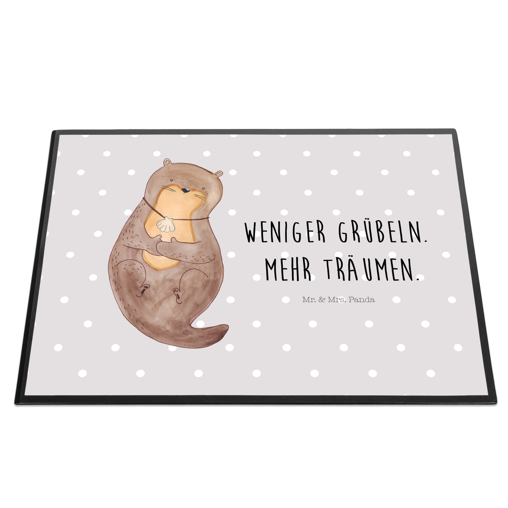 Schreibtischunterlage Otter mit Muschelmedaillon Schreibunterlage, Schreibtischauflage, Bürobedarf, Büroartikel, Schreibwaren, Schreibtisch Unterlagen, Schreibtischunterlage Groß, Otter, Fischotter, Seeotter, Otterliebe, grübeln, träumen, Motivation, Tagträumen, Büro
