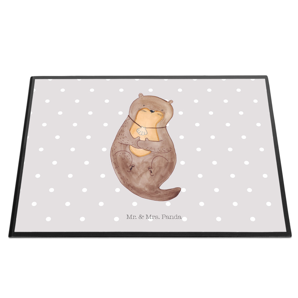 Schreibtischunterlage Otter mit Muschelmedaillon Schreibunterlage, Schreibtischauflage, Bürobedarf, Büroartikel, Schreibwaren, Schreibtisch Unterlagen, Schreibtischunterlage Groß, Otter, Fischotter, Seeotter, Otterliebe, grübeln, träumen, Motivation, Tagträumen, Büro