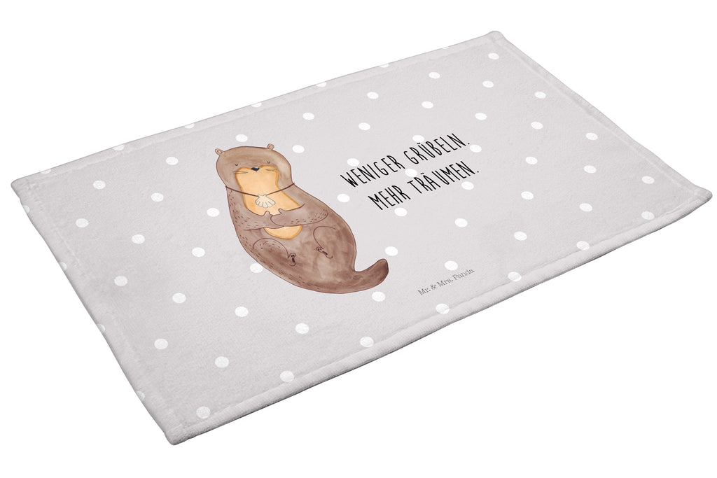 Gäste Handtuch Otter mit Muschelmedaillon Gästetuch, Reisehandtuch, Sport Handtuch, Frottier, Kinder Handtuch, Otter, Fischotter, Seeotter, Otterliebe, grübeln, träumen, Motivation, Tagträumen, Büro