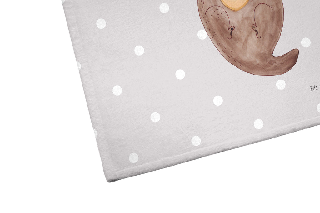 Gäste Handtuch Otter mit Muschelmedaillon Gästetuch, Reisehandtuch, Sport Handtuch, Frottier, Kinder Handtuch, Otter, Fischotter, Seeotter, Otterliebe, grübeln, träumen, Motivation, Tagträumen, Büro