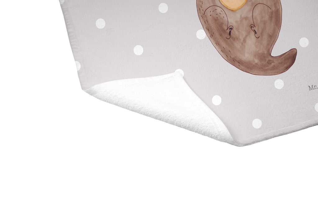 Gäste Handtuch Otter mit Muschelmedaillon Gästetuch, Reisehandtuch, Sport Handtuch, Frottier, Kinder Handtuch, Otter, Fischotter, Seeotter, Otterliebe, grübeln, träumen, Motivation, Tagträumen, Büro