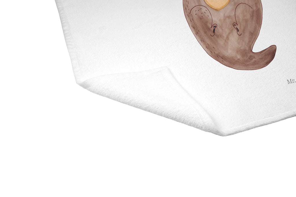 Gäste Handtuch Otter mit Muschelmedaillon Gästetuch, Reisehandtuch, Sport Handtuch, Frottier, Kinder Handtuch, Otter, Fischotter, Seeotter, Otterliebe, grübeln, träumen, Motivation, Tagträumen, Büro