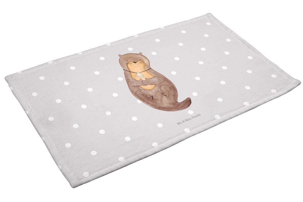 Gäste Handtuch Otter mit Muschelmedaillon Gästetuch, Reisehandtuch, Sport Handtuch, Frottier, Kinder Handtuch, Otter, Fischotter, Seeotter, Otterliebe, grübeln, träumen, Motivation, Tagträumen, Büro