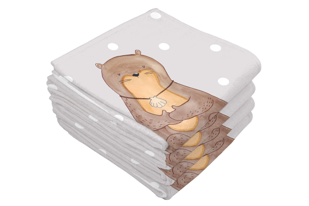 Gäste Handtuch Otter mit Muschelmedaillon Gästetuch, Reisehandtuch, Sport Handtuch, Frottier, Kinder Handtuch, Otter, Fischotter, Seeotter, Otterliebe, grübeln, träumen, Motivation, Tagträumen, Büro