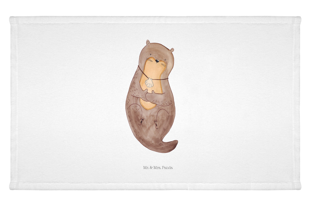 Gäste Handtuch Otter mit Muschelmedaillon Gästetuch, Reisehandtuch, Sport Handtuch, Frottier, Kinder Handtuch, Otter, Fischotter, Seeotter, Otterliebe, grübeln, träumen, Motivation, Tagträumen, Büro