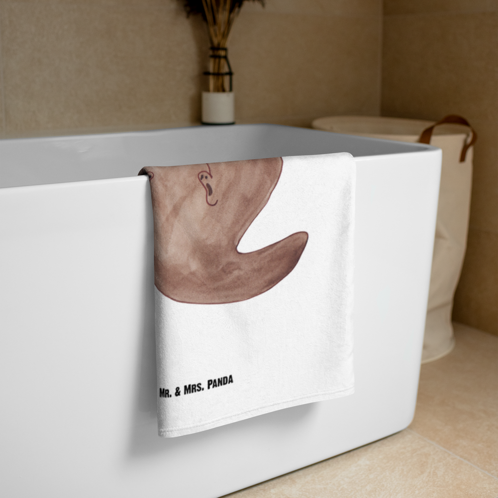 XL Badehandtuch Otter mit Muschelmedaillon Handtuch, Badetuch, Duschtuch, Strandtuch, Saunatuch, Otter, Fischotter, Seeotter, Otterliebe, grübeln, träumen, Motivation, Tagträumen, Büro