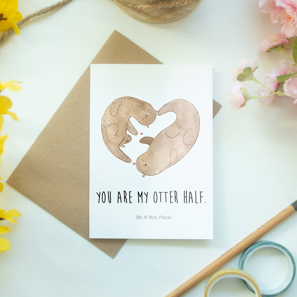 Grußkarte Otter Herz Klappkarte, Einladungskarte, Glückwunschkarte, Hochzeitskarte, Geburtstagskarte, Karte, Otter, Fischotter, Seeotter, Liebe, Herz, Liebesbeweis, Liebesgeschenk, Bessere Hälfte, Love you, Jahrestag, Hochzeitstag, Verlobung, gemeinsames Leben